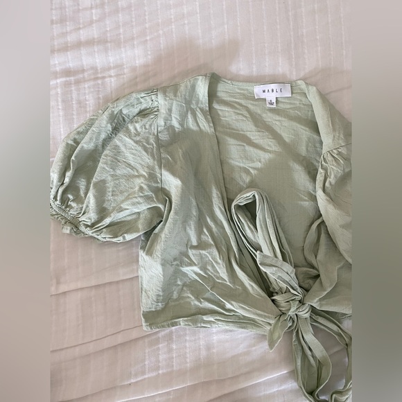 Light Green Tie Top - Picture 1 of 2